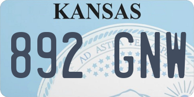 KS license plate 892GNW