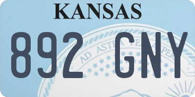 KS license plate 892GNY
