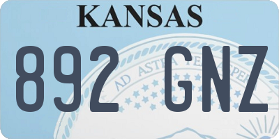 KS license plate 892GNZ