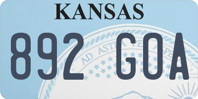KS license plate 892GOA