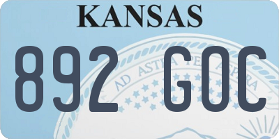 KS license plate 892GOC