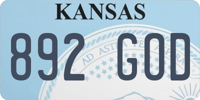 KS license plate 892GOD