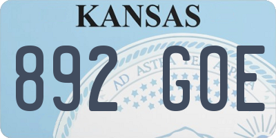 KS license plate 892GOE