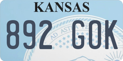 KS license plate 892GOK