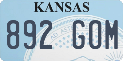 KS license plate 892GOM