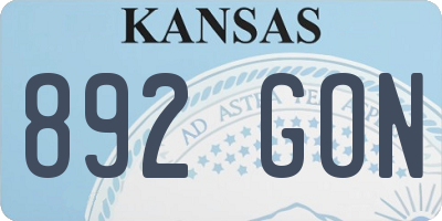 KS license plate 892GON