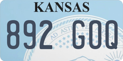 KS license plate 892GOQ