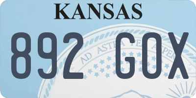 KS license plate 892GOX