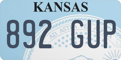 KS license plate 892GUP