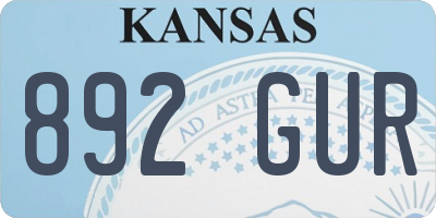 KS license plate 892GUR