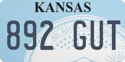 KS license plate 892GUT