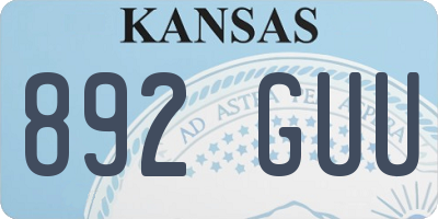 KS license plate 892GUU