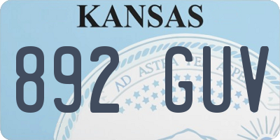 KS license plate 892GUV