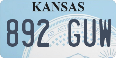 KS license plate 892GUW