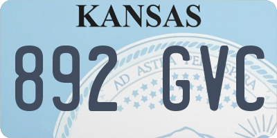 KS license plate 892GVC
