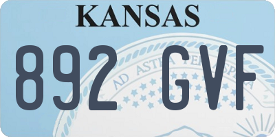 KS license plate 892GVF