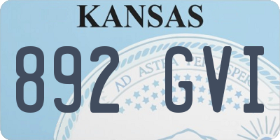 KS license plate 892GVI