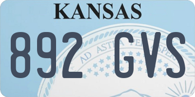 KS license plate 892GVS