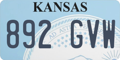 KS license plate 892GVW