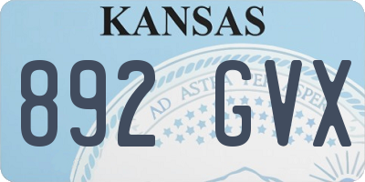 KS license plate 892GVX