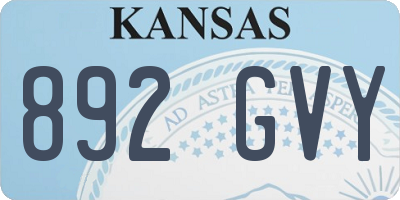 KS license plate 892GVY