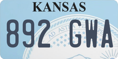 KS license plate 892GWA