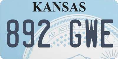 KS license plate 892GWE