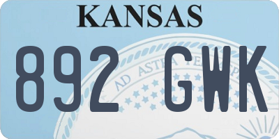 KS license plate 892GWK