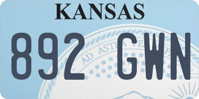 KS license plate 892GWN