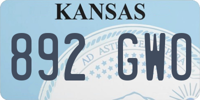 KS license plate 892GWO