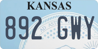KS license plate 892GWY