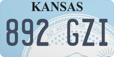 KS license plate 892GZI