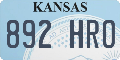 KS license plate 892HRO