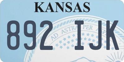 KS license plate 892IJK