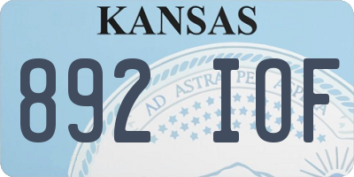 KS license plate 892IOF