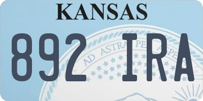 KS license plate 892IRA