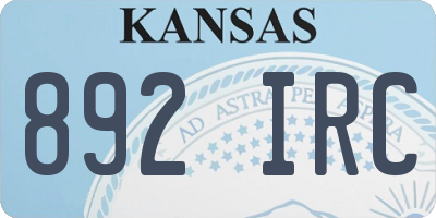 KS license plate 892IRC