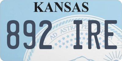 KS license plate 892IRE