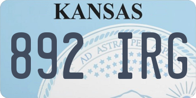 KS license plate 892IRG