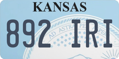 KS license plate 892IRI
