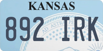 KS license plate 892IRK