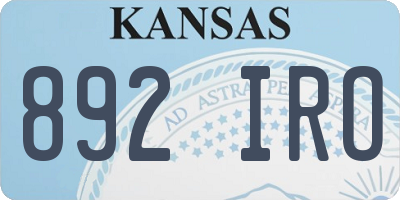 KS license plate 892IRO