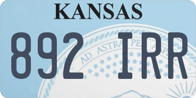 KS license plate 892IRR