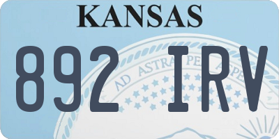 KS license plate 892IRV