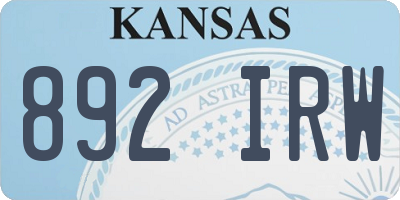 KS license plate 892IRW