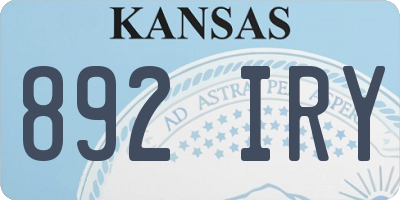 KS license plate 892IRY