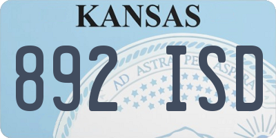 KS license plate 892ISD