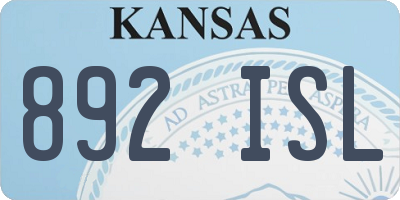 KS license plate 892ISL