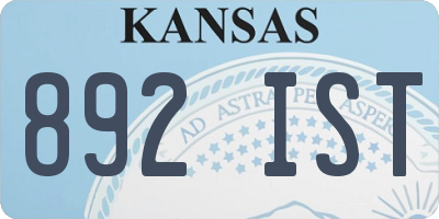 KS license plate 892IST