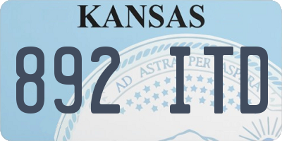 KS license plate 892ITD